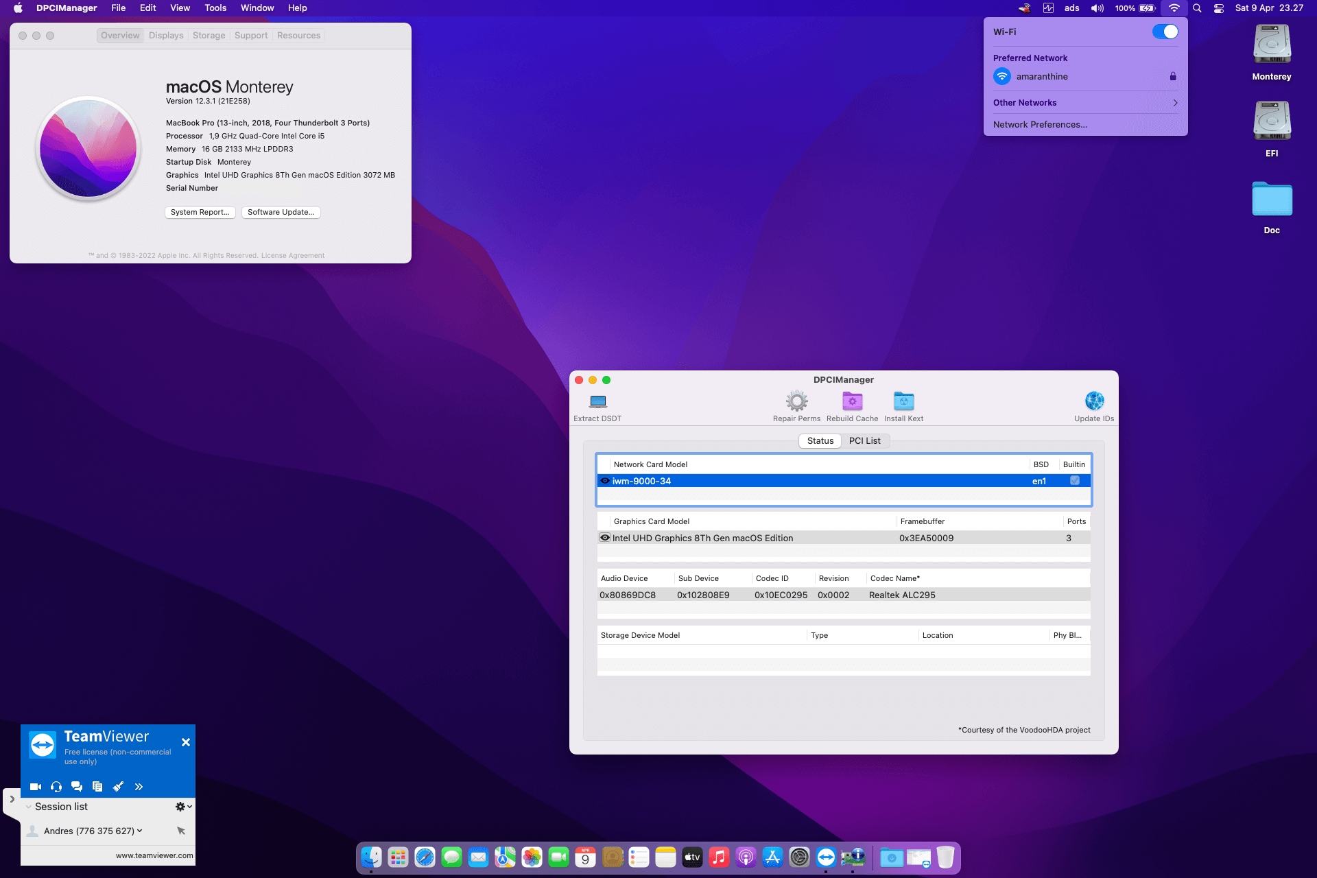 Success Hackintosh macOS Monterey 12.3.1 Build 21E258 in Dell Latitude 7200 Tablet 2 In 1